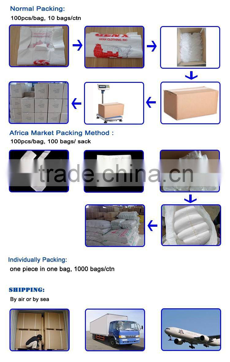 Cheap supermarket plastic t-shirt shopping bag with vest handles for snack food packaging