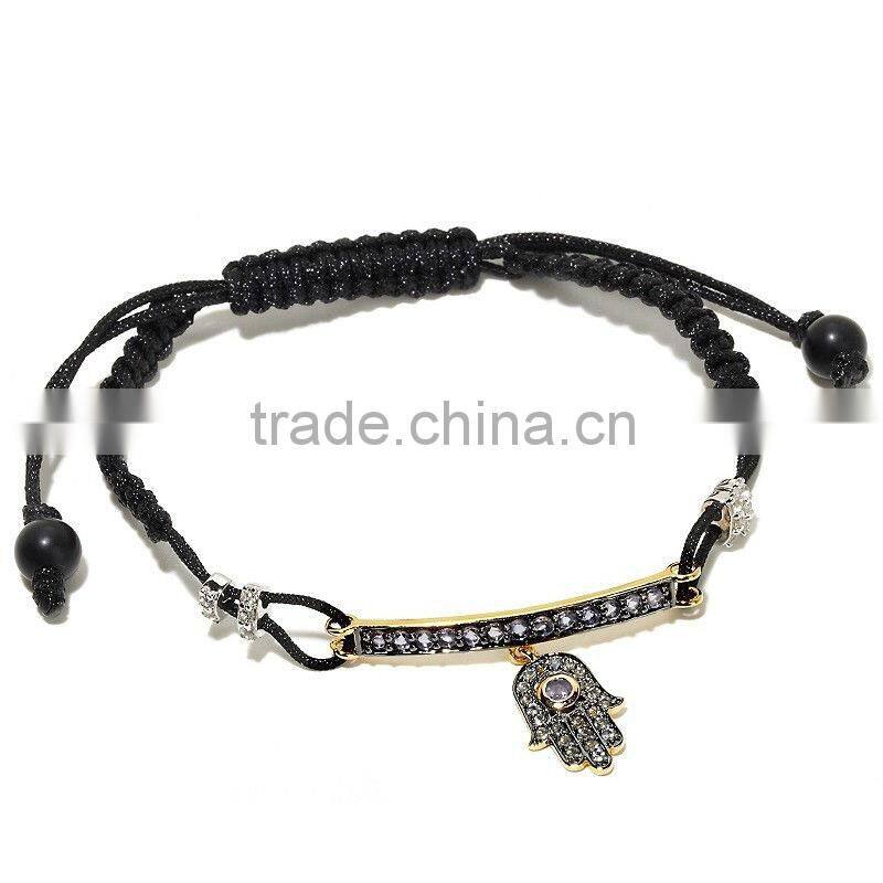 Carol Brodie Gemstone Vermeil "Hamsa" 8-1/4" Macrame Bracelet Manufacturer & Factory & Supplier