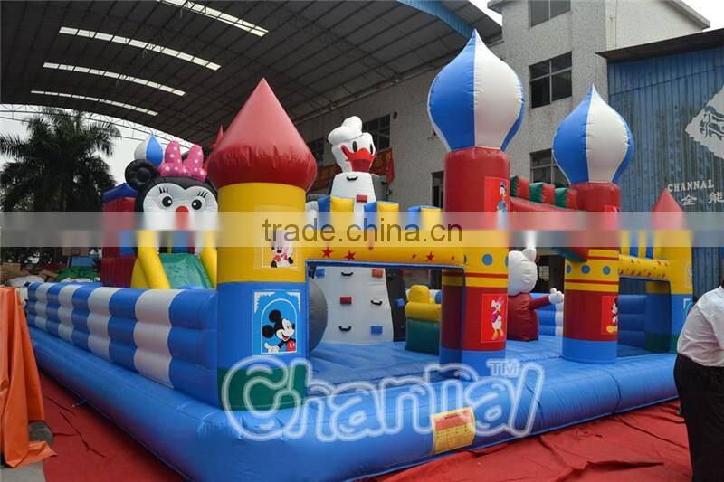 2016 Cute cartoon inflatable playground slides rentals on sale, inflatable funcity obstacle course