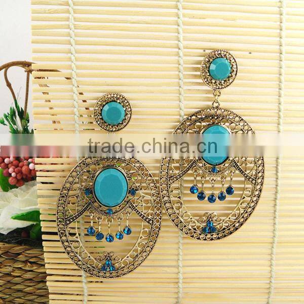 oval design hollow latest exotic turquoise fashion earring
