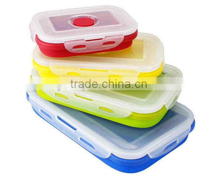 Silicone Collapsible Food Storage Containers - Folding Food Storage 4 Different Sizes Lunch box