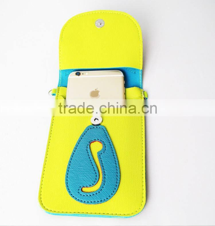 Lovely design cell phone credit card holder in PU material, 2 credit card pocket in back