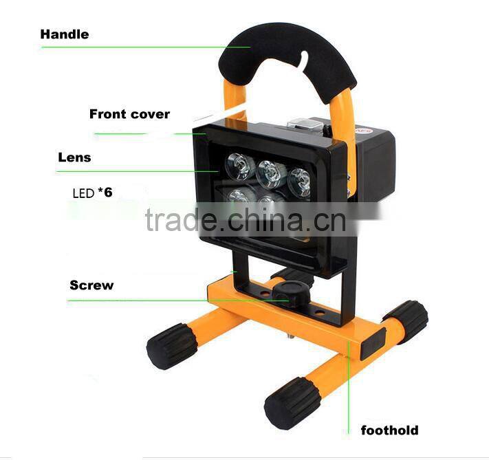 H01 10w 6led Led flood light Outdoor rechargeable searchlight caving led camping lighting