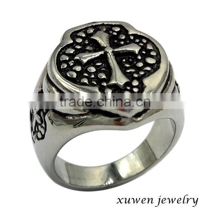 custom enamel stainless steel jerusalem cross ring