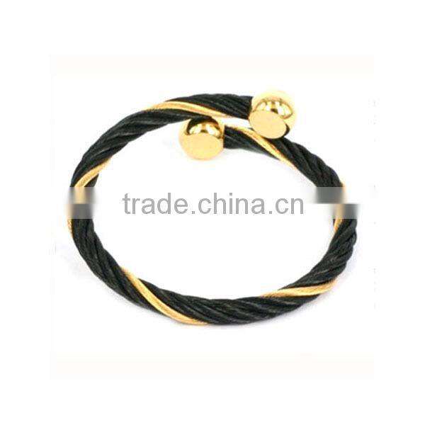 High quality stainless steel cuff bracelet blank cable cuff bracelet twisted cable cuff bracelet with gold cross charms LB8392