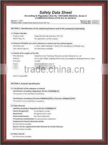 ALU+PET+ALU used for air ducts