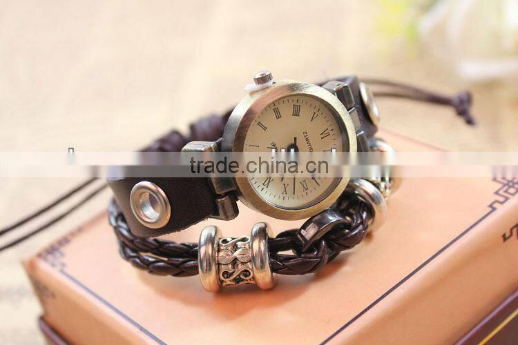 Genuine leather quartz watch