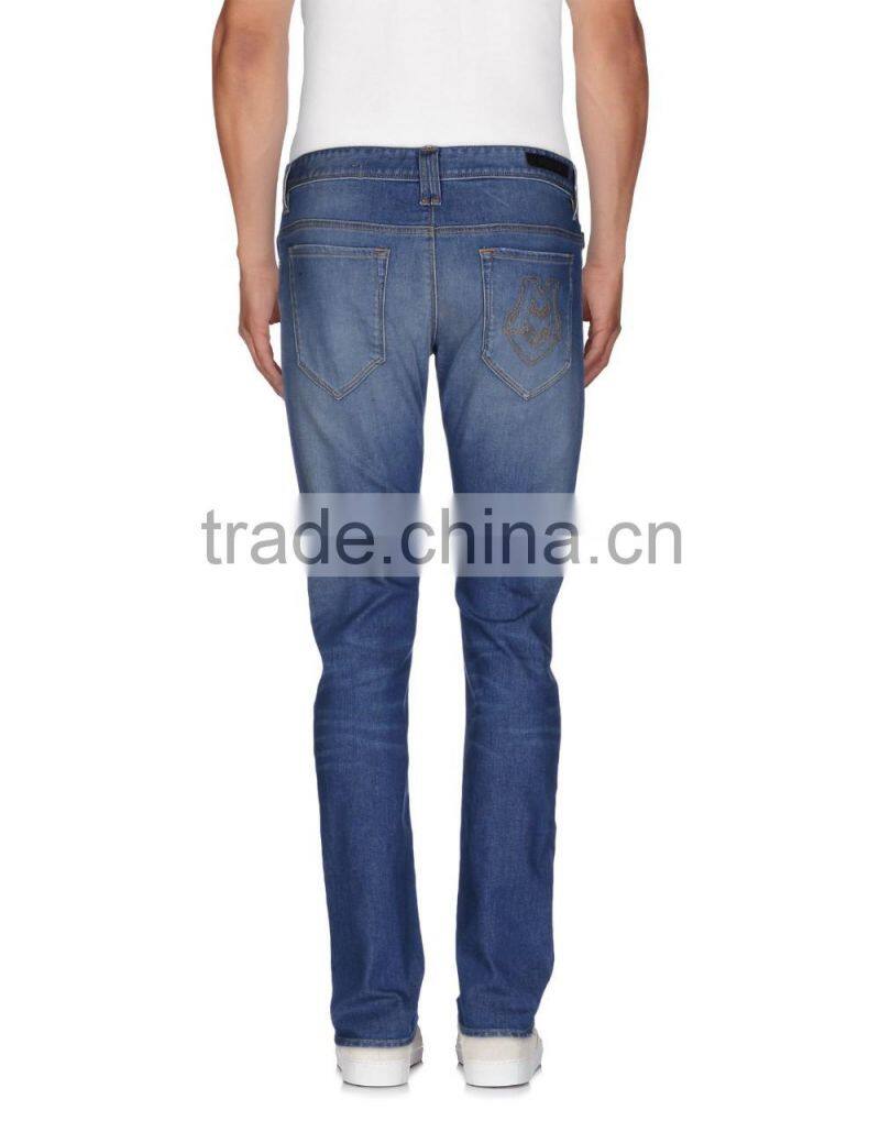 man skinny model style dark wash denim pants JX008