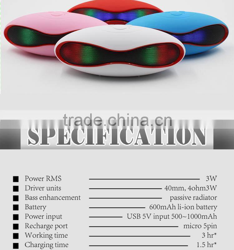 2016 Cheap portable wireless bluetooth speaker, good sound speaker with LED