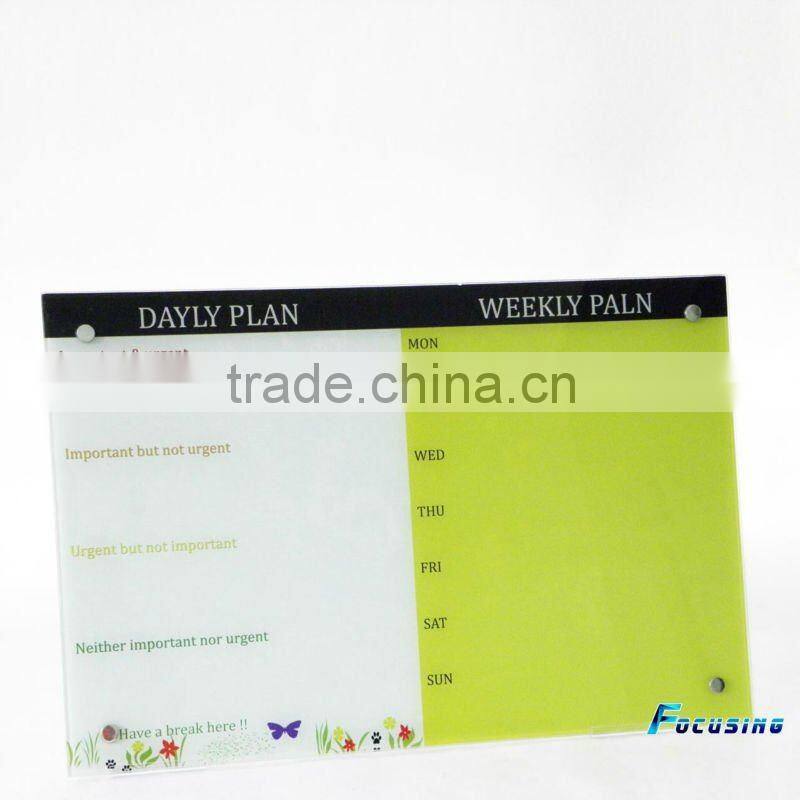 promotion colorful magnetic tempered glass kids drawing board