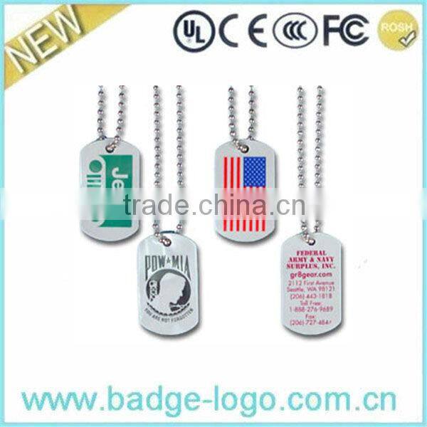 custom printed epoxy dog tags with bead chain