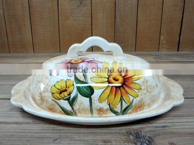 Wholesale handpaint daisy ceramic creamer with sugar bowl set