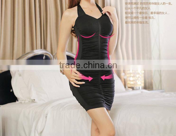 Women make sexy underwear,female hanging neck siamese dress, slimming body shaper dress NY 055