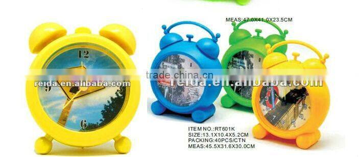 Twin bell alarm clock plastic lovely alarm clock double bell alarm clock