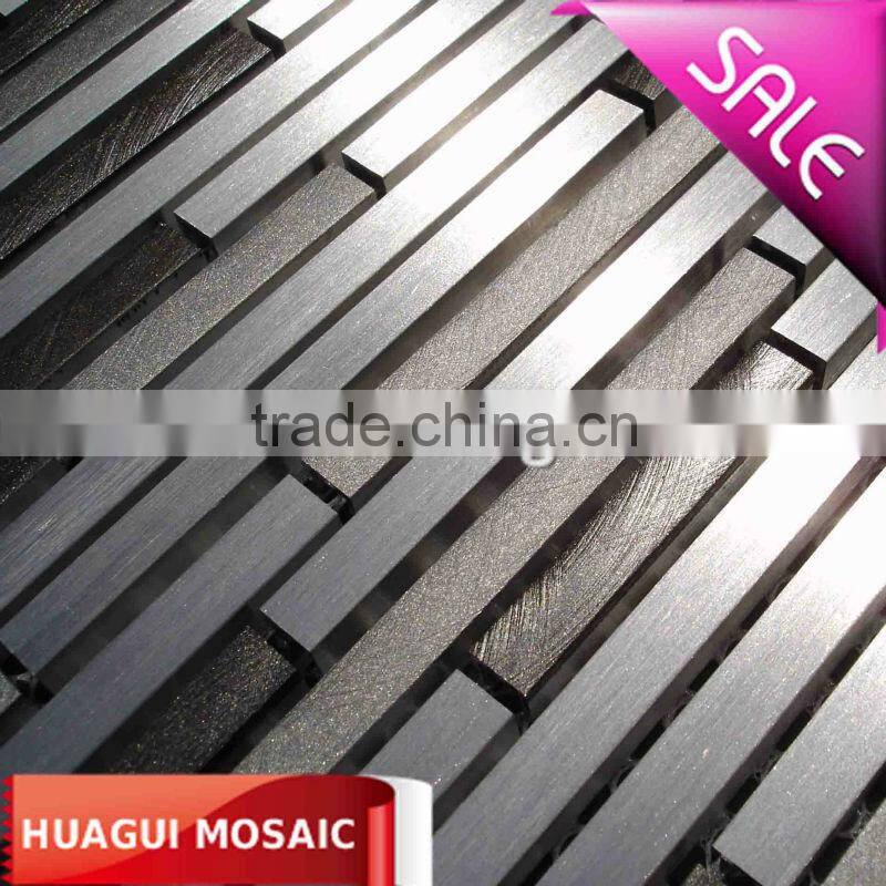 Sliver mix black Linear aluminium mosaic backsplash tiles HG-CDT404