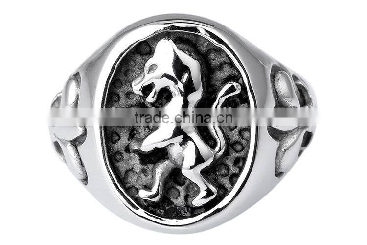 KSTONE Wholesale High Quality Cool Vintage Lion Head Ring Jewelry cross 316L Stainless Steel Rings