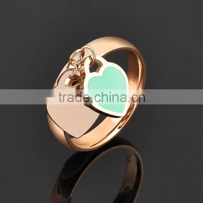 New Arrival Stainless Steel Enamel Heart Ring Woman