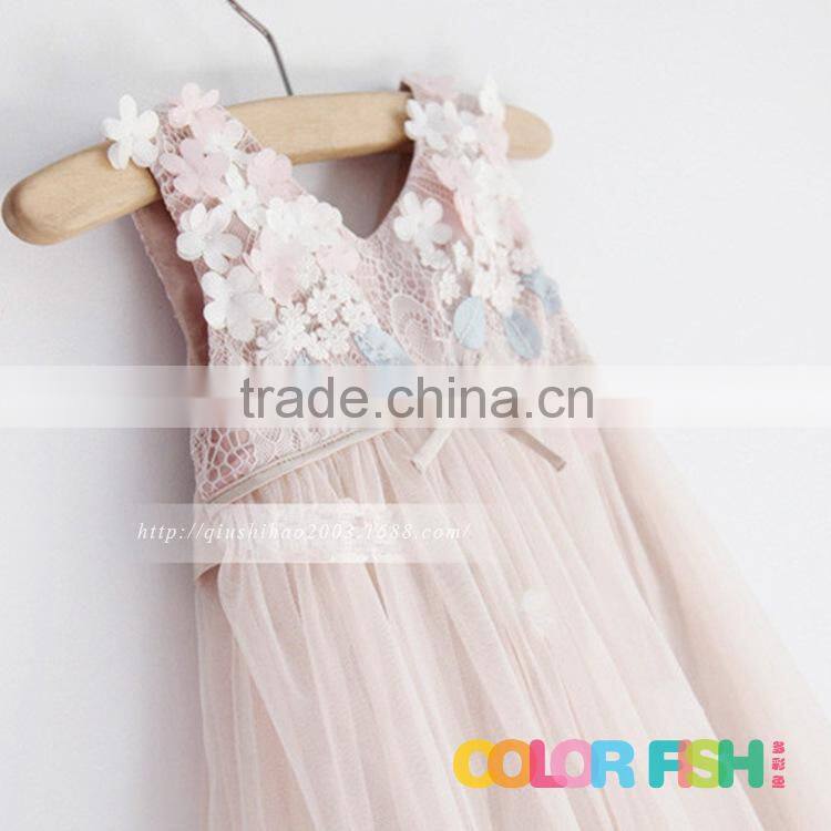 High Quality Cotton Lining Tulle Layered Flower Girl Dress