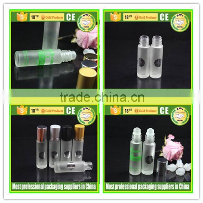 transparent glass roll on bottles 10ml with metal screw cap