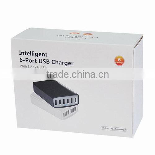 China Factory 5-6 port Intelligent usb travel charger 12A