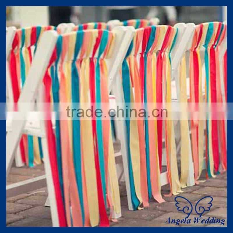 SH011A Wholesale cheap popular wedding polyester ivory satin chair sash