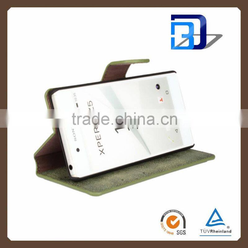 Wallet Function Retro Nubuck Leather Slim Wallet Phone Case Cover for Sony Xperia Z5 Compact