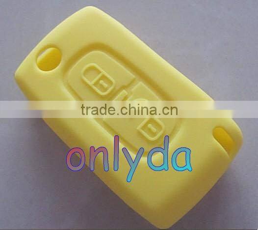 Peugeot 2 button remote key silicon cover / silicone car key cover case with yellow