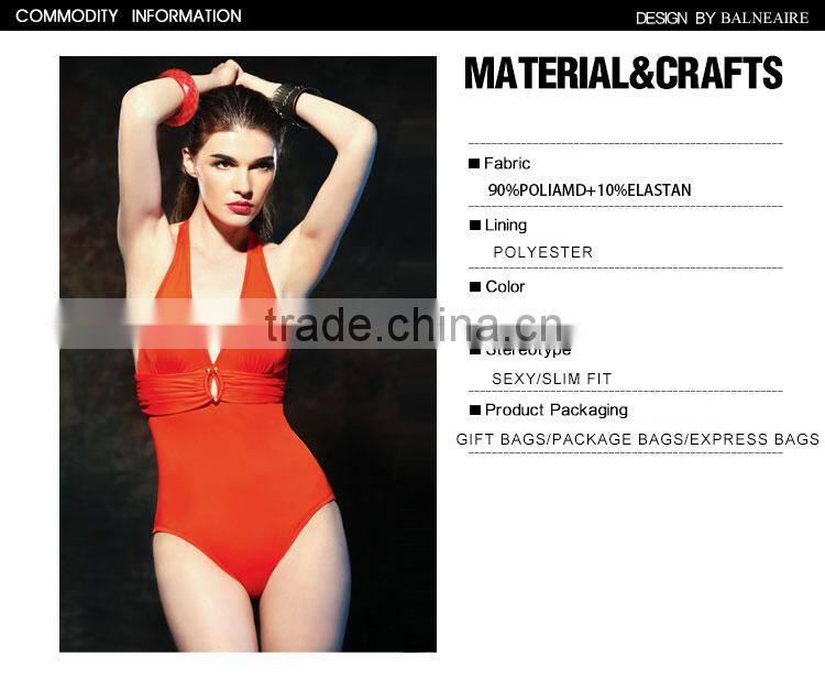 Balneaire new style women orange sexy one Piece Swimwear,wholesale plus size swimsuits