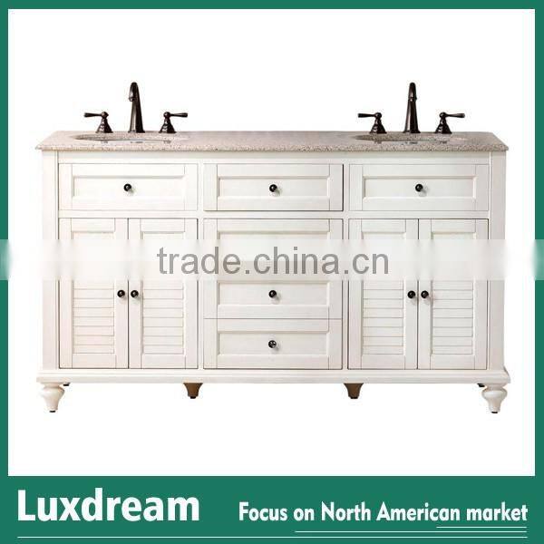 Grey 60" double cupc sinks bathroom vanity wholesale