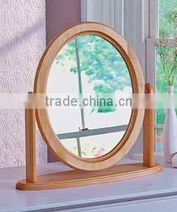 small wooden round table mirror
