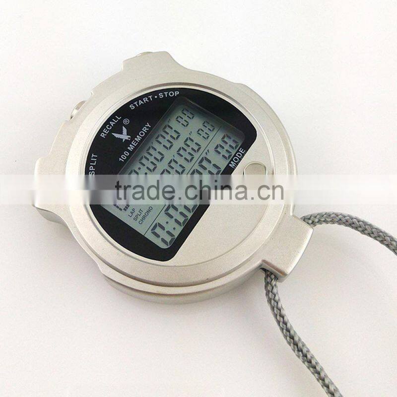 Large Screen 100 split recallable Memory Metallic Sports Stopwatch Timer TF100F