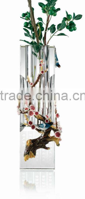 RORO Joyful Meeting plum flower enamel crystal glass decorative vase flower receptacle