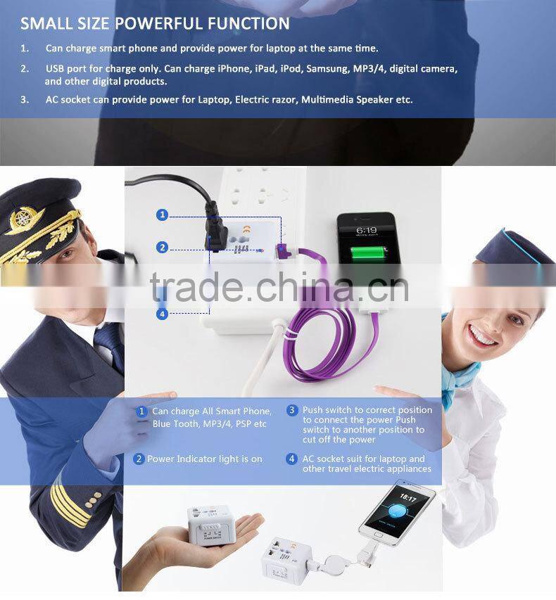 Easy to take Mini Universal Travel Adapter with USB Charger