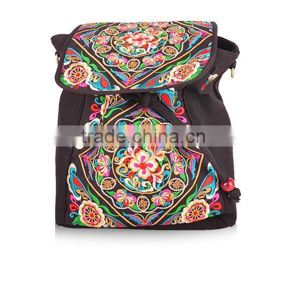 New fashion bags for teens woman genuine leather embroidery backpack for wholesale