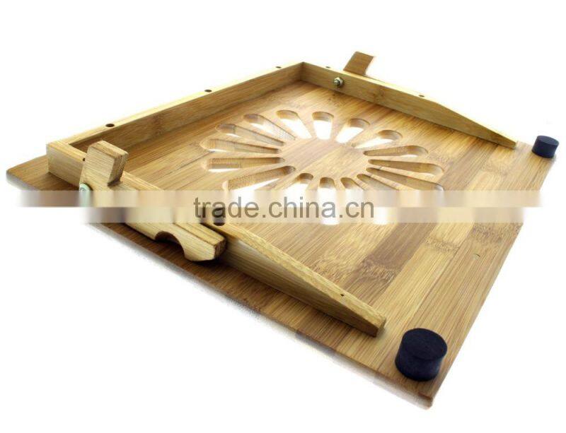 Natural Eco-Friendly Bamboo Cooling Vented Laptop Desk/Table Stand Up