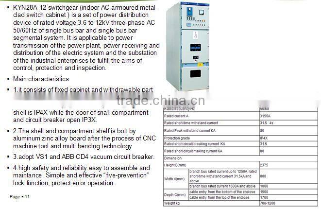 KYN28A-12 industrial electrical panel