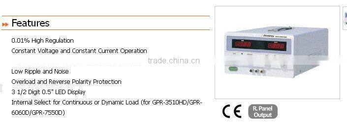 single output, 800W, 600v, 1.5A, linear DC power supply GPR-60H15D