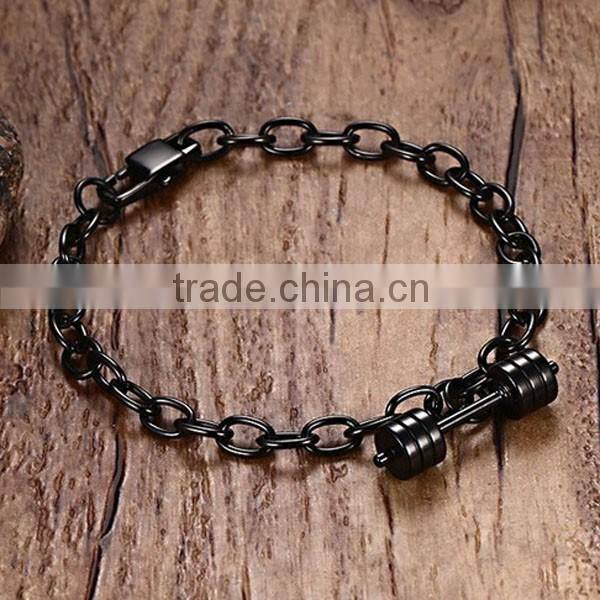 Fashion Dumbbell Pendant Stainless Steel Bracelet