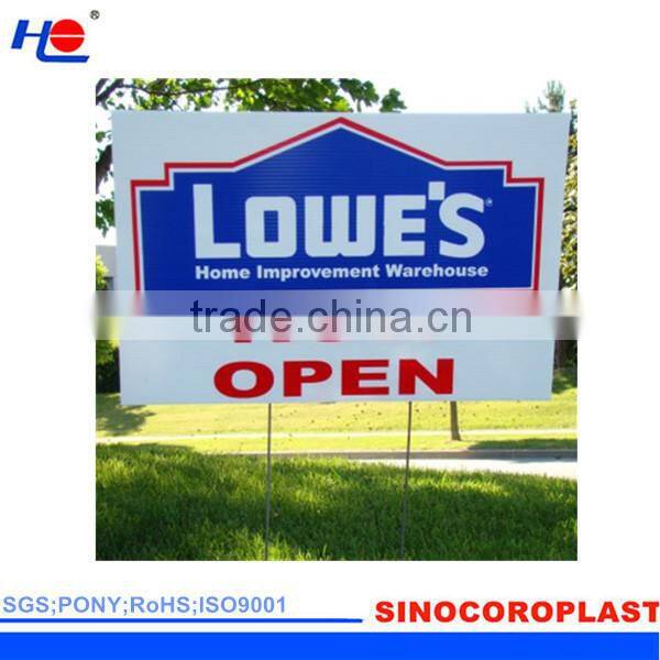 fade resistance and eco-friendly polypropylene corrugated uv stabilized signboard