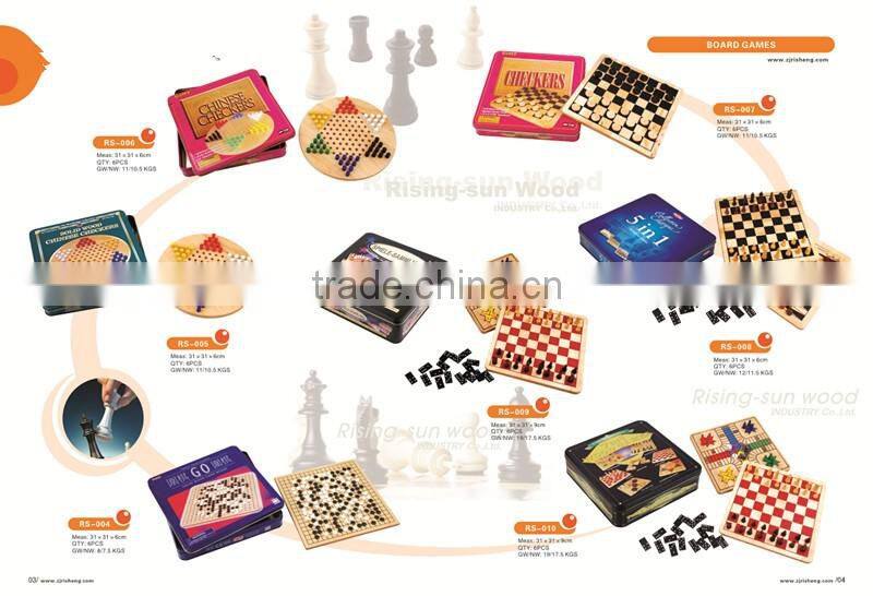 wooden 7 in 1 in tin box