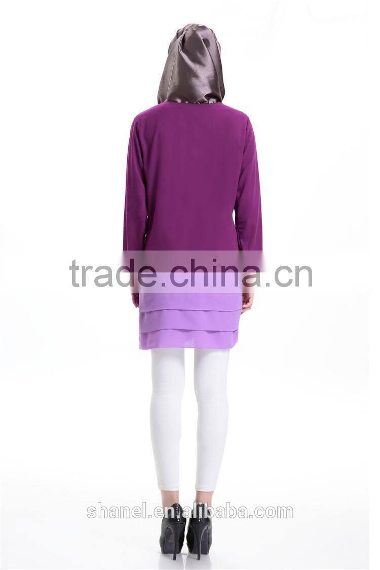 latest design muslim women long tops blouse islamic clothing Malaysia chiffon tops