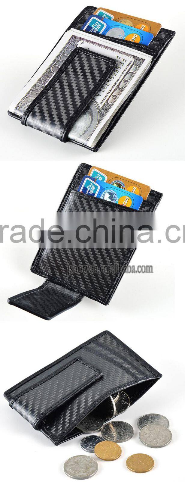 Unisex luxury magnetic carbon fiber wallet card holder factory wholesale price