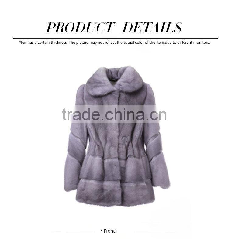 Fashion luxury light purple real women mink fur coat for sale