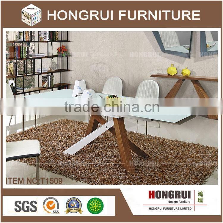 new model luxury dining table / dining room tables and chairs /mdf with walnut veneer top dining table set