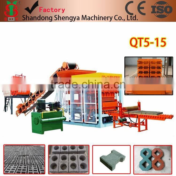 Branch office in Algeria automatic brick machine QT6-15 hot-sale China hydraulic cement brick machine in Tunisia