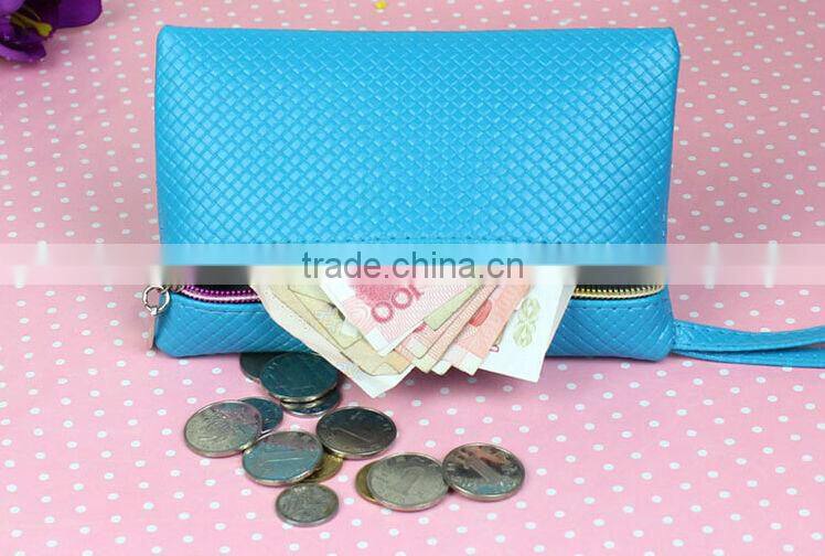 Beauty Women Coin Purse Wallet Woven Mobile Phone Pouch Case Candy Color Mini hand Bag New