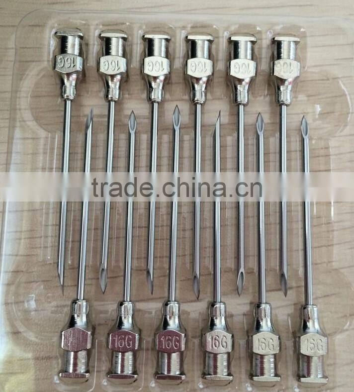 12pcs Stainless Steel Syringe Needle Livestock Chicken Sheep Hog Cattle 8 sizes