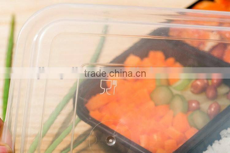 Disposable plastic food container for food take away and microwavable