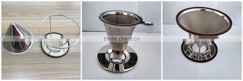 Stainless Steel Cone Coffee Filter maker dripper with stand for 2-4 cups