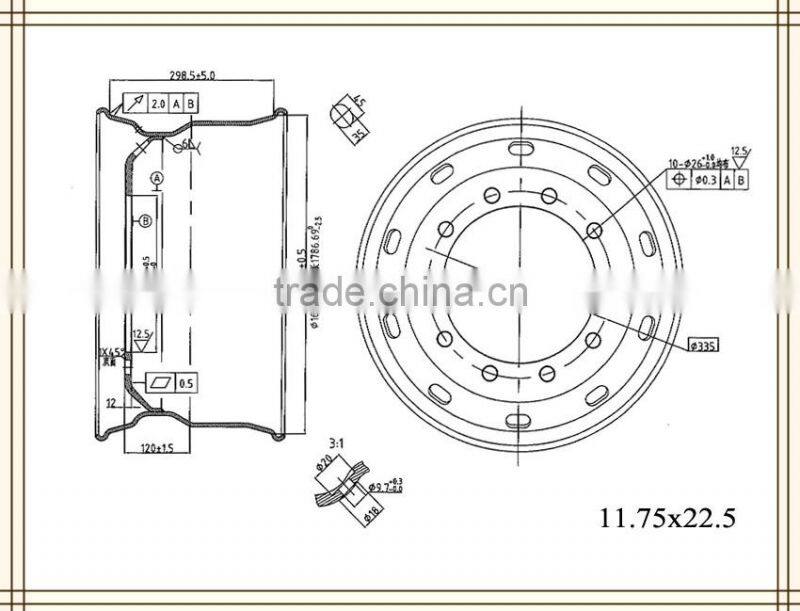 11.75x22.5 OEM Truck Parts Heavy Truck Steel Rim